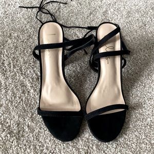 Lace Up Black Heel Sandals Black